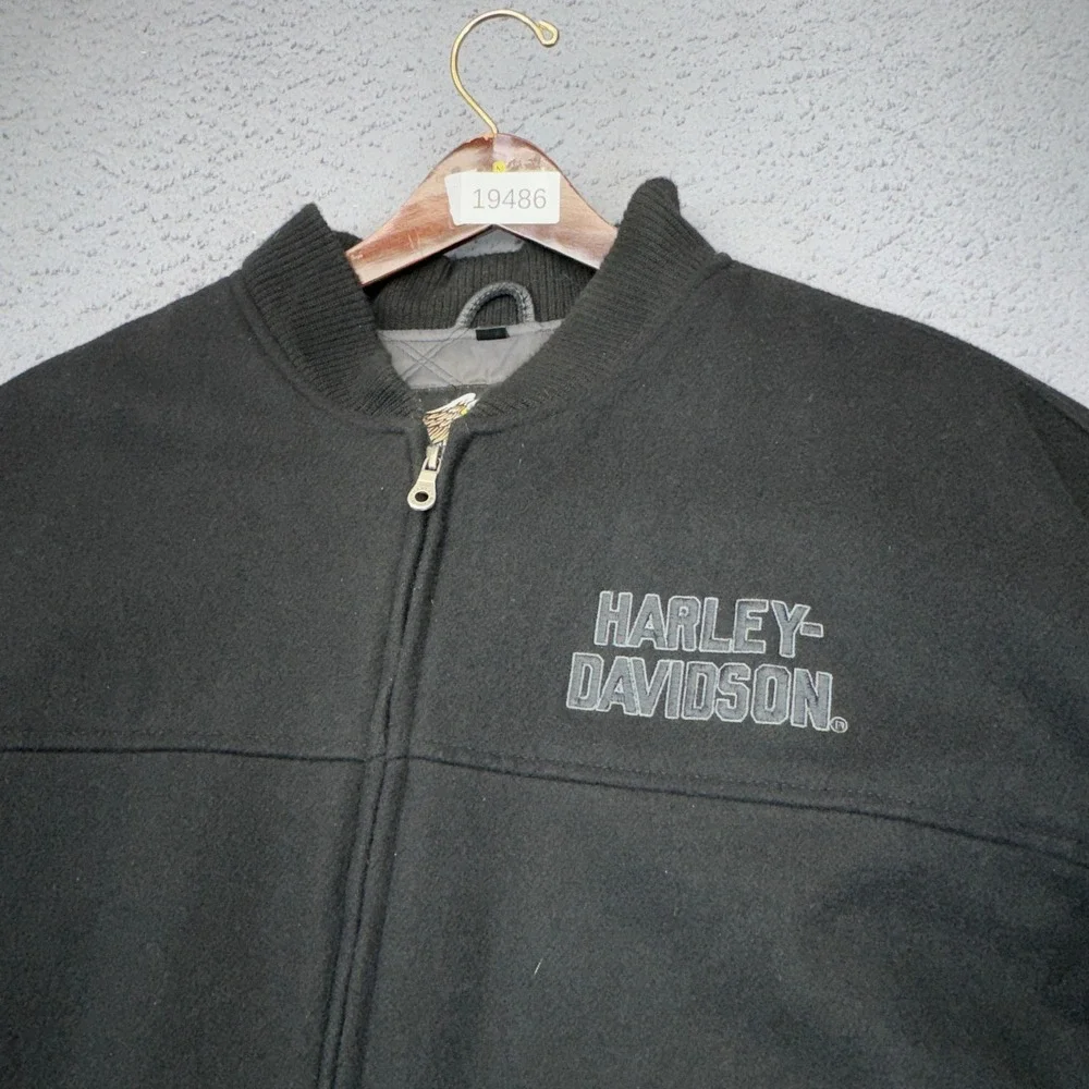 Vintage Harley Davidson Jacket Mens Large Wool Leather Sleeve Bomber Varsity 00s